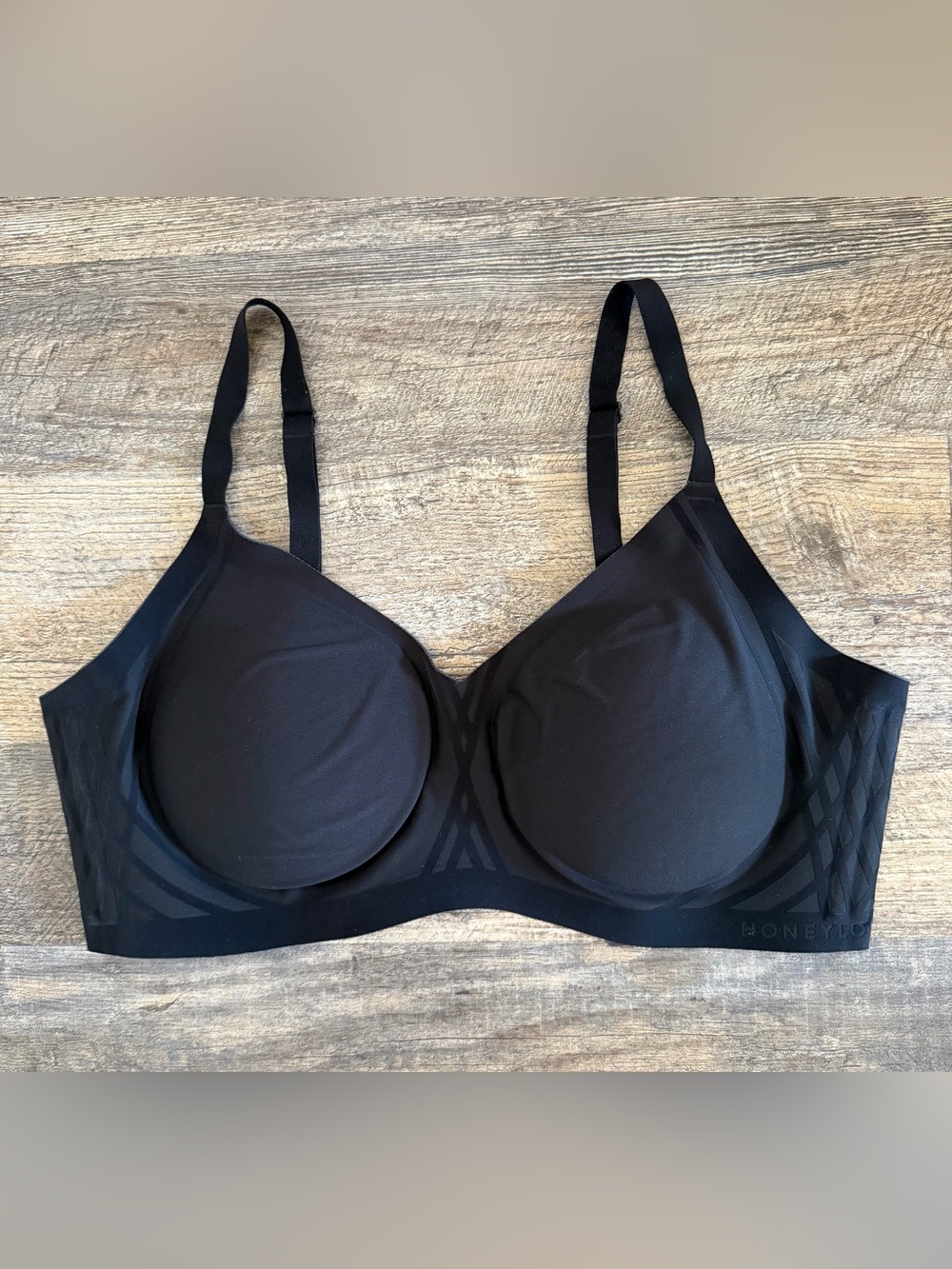 Honeylove Size 1X 40 C/D Silhouette Bra Black Seamless Wireless Comfort